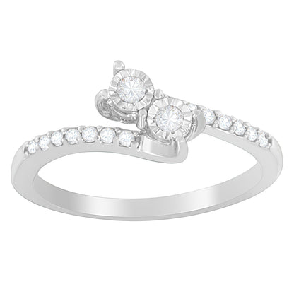 10K White Gold 1/4 Cttw Two-Stone Diamond Bypass Engagement Ring  DestGlow