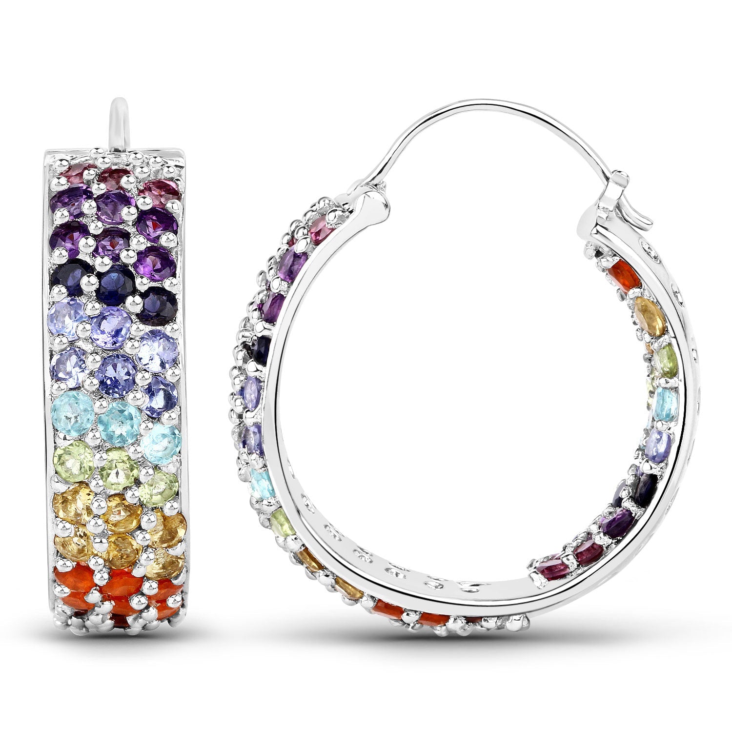 8.79 Carat Genuine Multi Stones .925 Sterling Silver Earrings by Bids.com