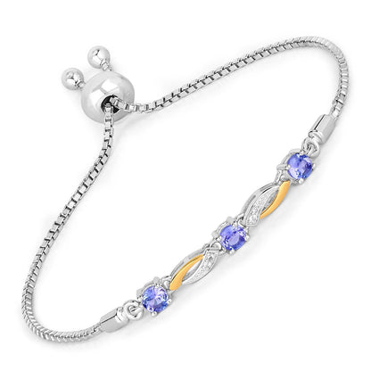 0.77 Carat Genuine Tanzanite and White Sapphire .925 Sterling Silver Bracelet by Bids.com