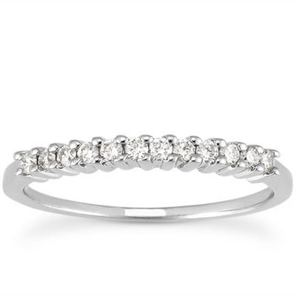 14k White Gold Raised Shared Prong Diamond Wedding Ring Band by Bids.com