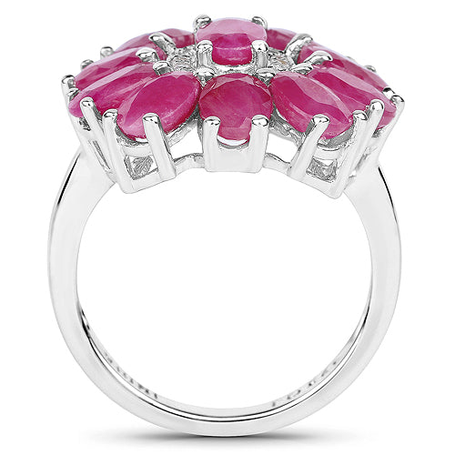 5.83 Carat Genuine Ruby and White Zircon .925 Sterling Silver Ring by Bids.com