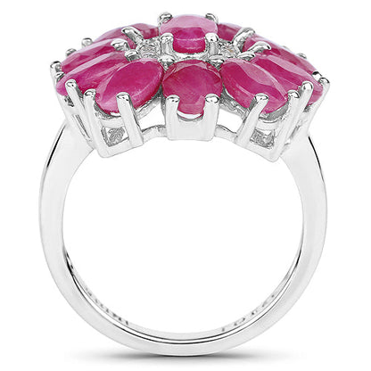 5.83 Carat Genuine Ruby and White Zircon .925 Sterling Silver Ring by Bids.com