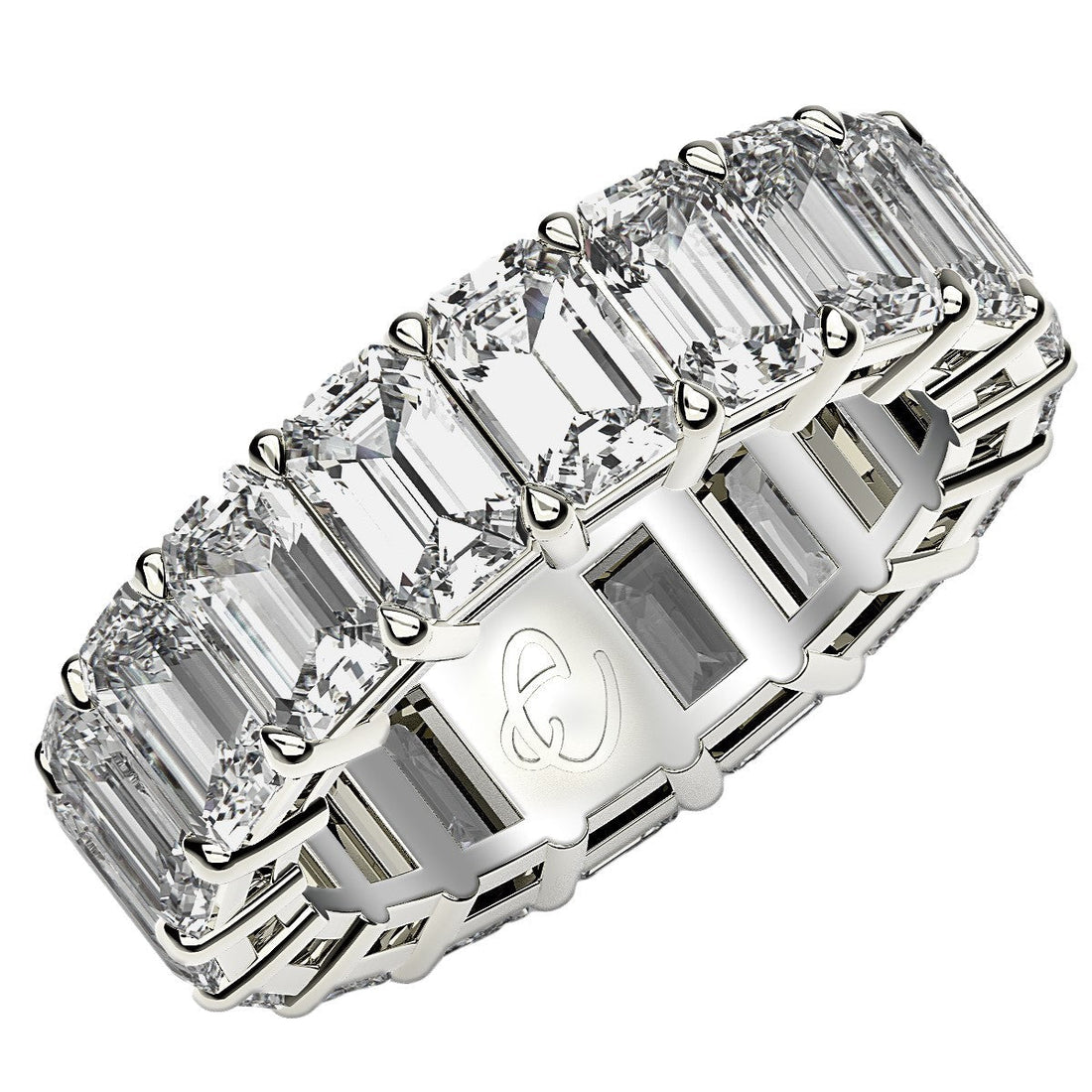 Emerald Cut Lab Grown Diamond Eternity Ring in 14k White Gold (8 cttw FG/VS2) by Bids.com