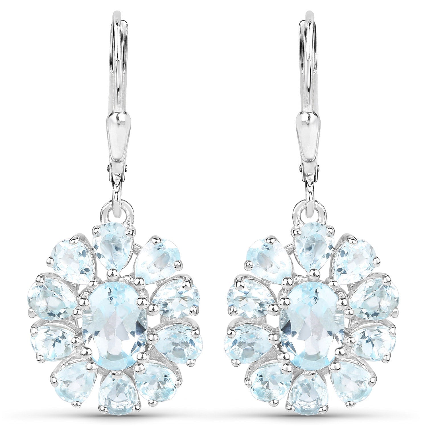 14.02 Carat Genuine Blue Topaz and White Topaz .925 Sterling Silver 3 Piece Jewelry Set (Ring, Earrings, and Pendant w/ Chain) by Bids.com