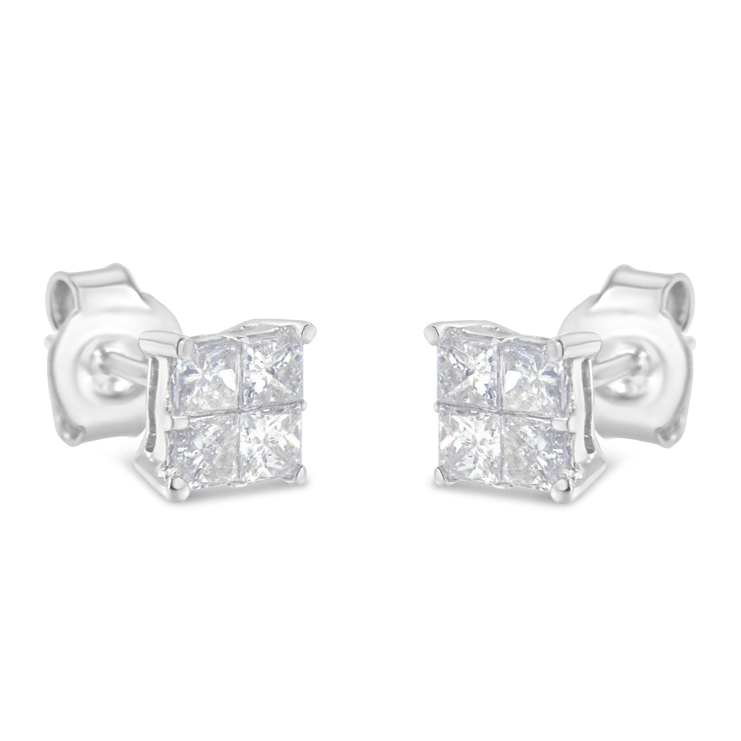 10K White Gold Diamond Stud Earrings (3/4 cttw, H-I Color, SI2-I1 Clarity) by Bids.com