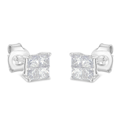 10K White Gold Diamond Stud Earrings (3/4 cttw, H-I Color, SI2-I1 Clarity) by Bids.com