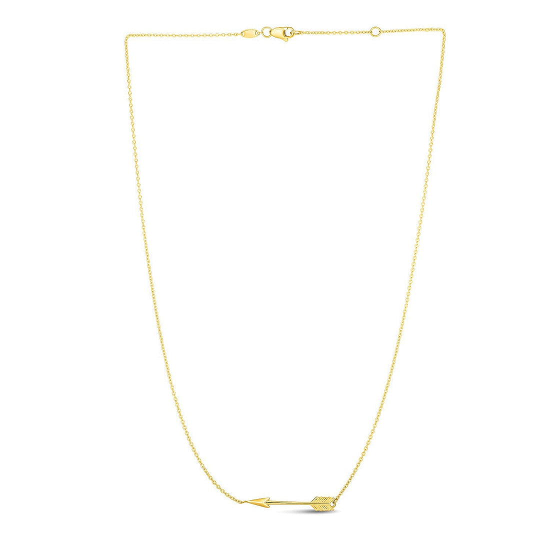 14k Yellow Gold Chain Necklace with Horizontal Arrow Pendant by Bids.com