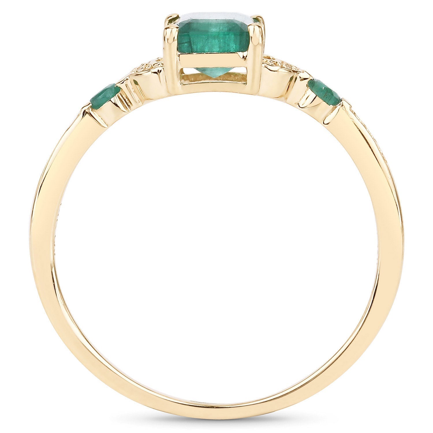 1.07 Carat Genuine Zambian Emerald and White Diamond 14K Yellow Gold Ring  DestGlow