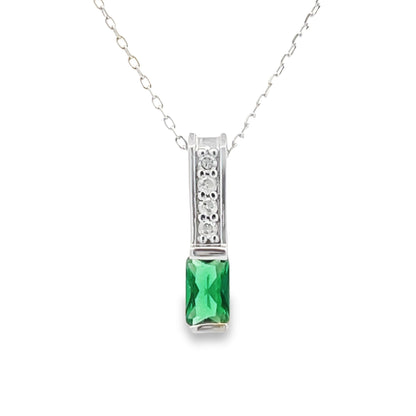 .06ct Created Emerald Fashion Pendants 10KT White Gold by Bids.com