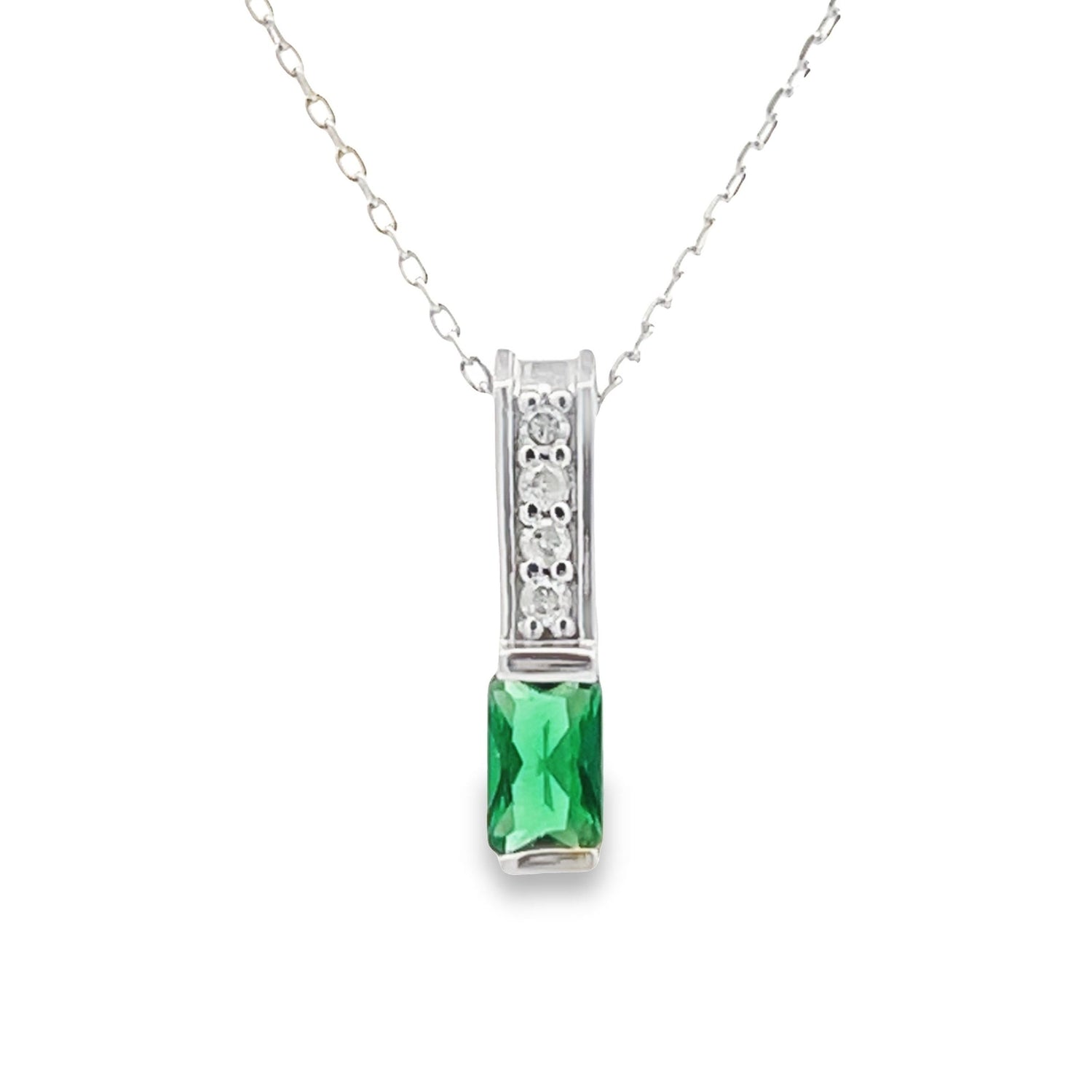 .06ct Created Emerald Fashion Pendants 10KT White Gold by Bids.com