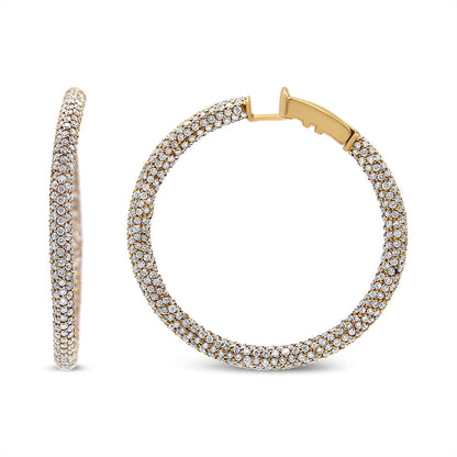 18K Rose Gold 6.90 Cttw Pave Set Diamond Inside Out Eternity Hoop Earrings (F-G Color, VS1-VS2 Clarity) by Bids.com
