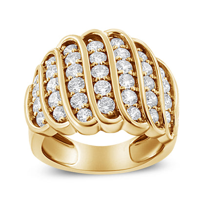 14K Yellow Gold Plated .925 Sterling Silver 2.00 Cttw Diamond Multi Row Band Ring (J-K Color, I1-I2 Clarity) - Ring Size 7 by Bids.com