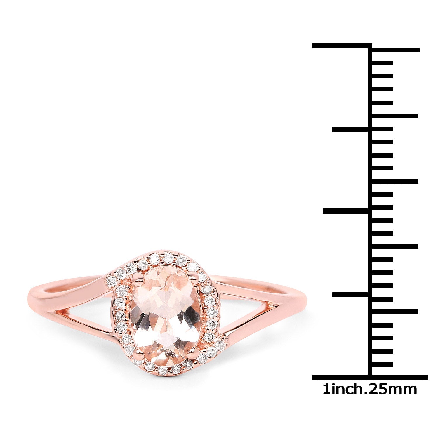 0.78 Carat Genuine Morganite and White Diamond 14K Rose Gold Ring by Bids.com