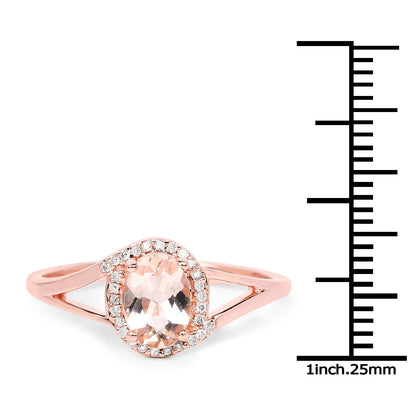 0.78 Carat Genuine Morganite and White Diamond 14K Rose Gold Ring by Bids.com