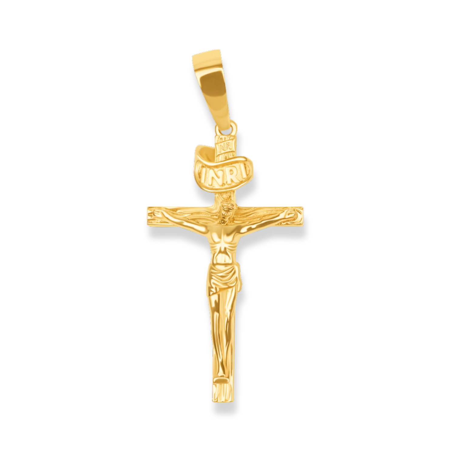 Jesus Crucifix Cross Pendant in 925 Sterling Silver 14K Gold
