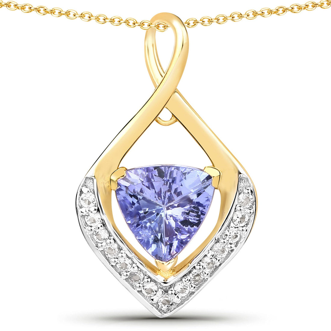 0.96 Carat Genuine Tanzanite and White Topaz .925 Sterling Silver Pendant by Bids.com