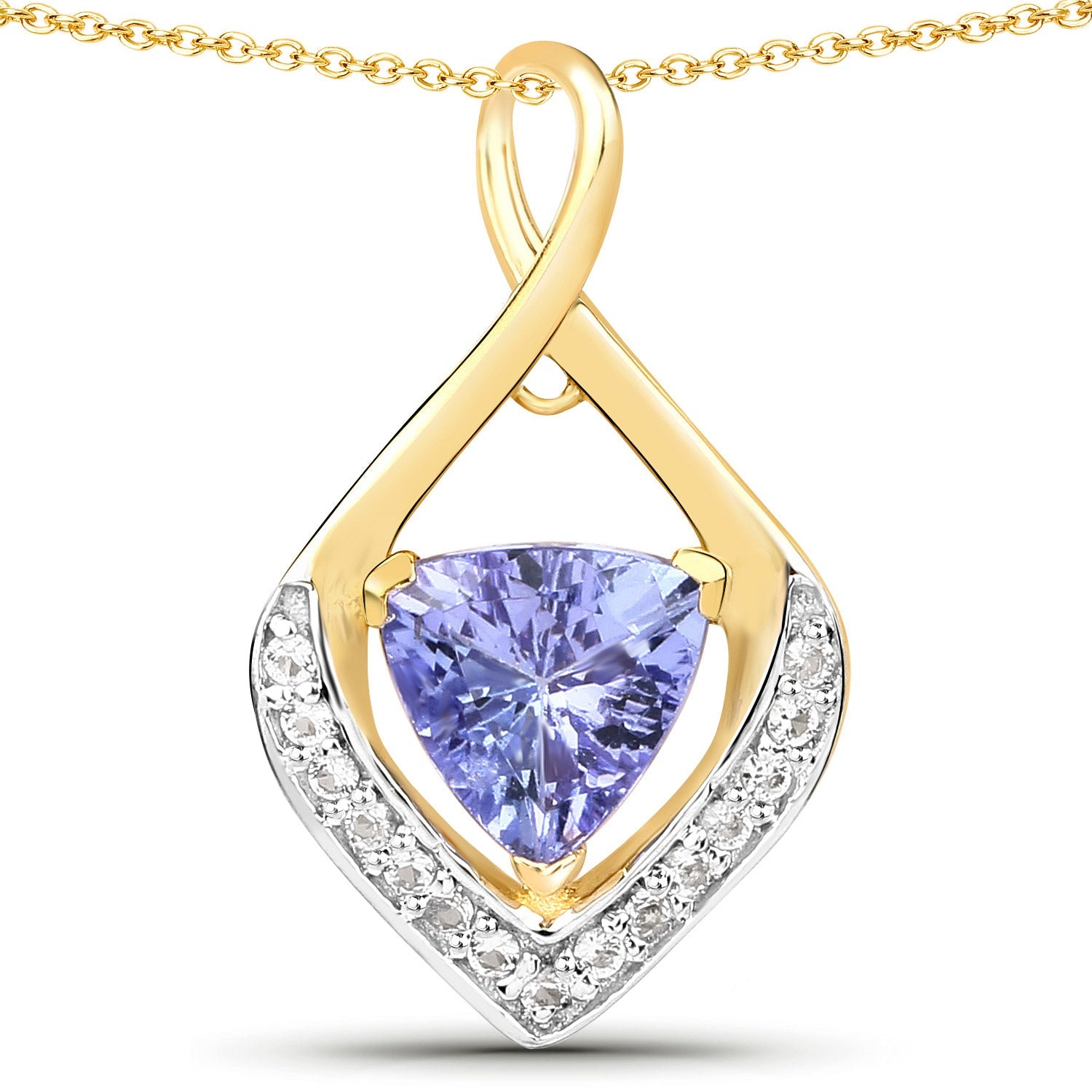 0.96 Carat Genuine Tanzanite and White Topaz .925 Sterling Silver Pendant by Bids.com