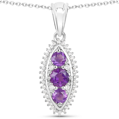 3.60 Carat Genuine Amethyst and White Topaz .925 Sterling Silver 3 Piece Jewelry Set (Ring, Earrings, and Pendant w/ Chain) by Bids.com