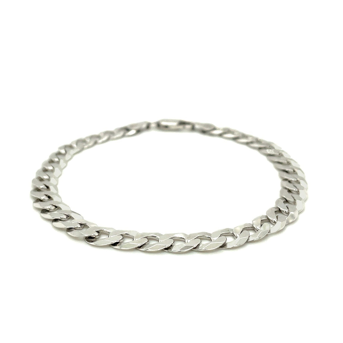 Rhodium Plated 7.2mm Sterling Silver Curb Style Bracelet by Bids.com