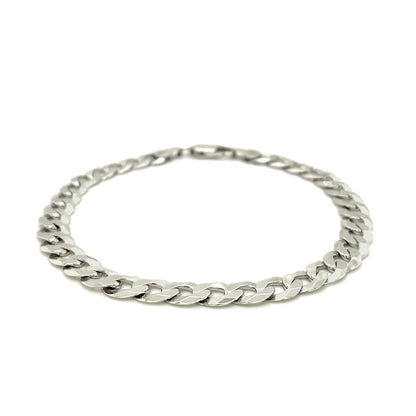 Rhodium Plated 7.2mm Sterling Silver Curb Style Bracelet by Bids.com