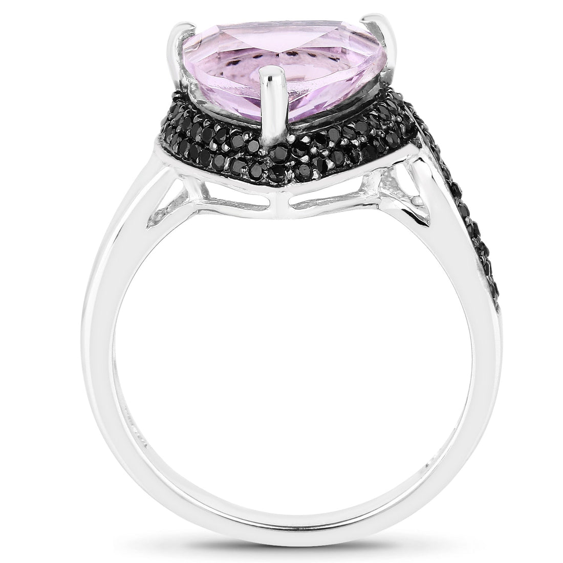 3.53 Carat Genuine Pink Amethyst and Black Spinel .925 Sterling Silver Ring by Bids.com