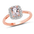 14K Rose Gold Plated 1.05 Carat Genuine Morganite and White Topaz .925 Sterling Silver Ring  DestGlow