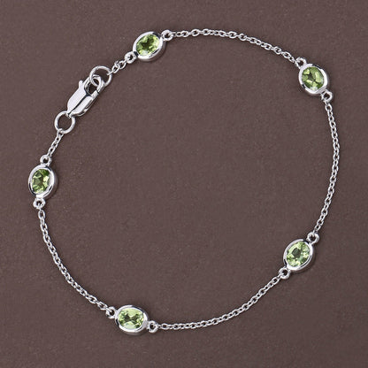 1.75 Carat Genuine Peridot .925 Sterling Silver Bracelet  DestGlow