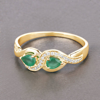 0.35 Carat Genuine Zambian Emerald and White Diamond 14K Yellow Gold Ring by Bids.com