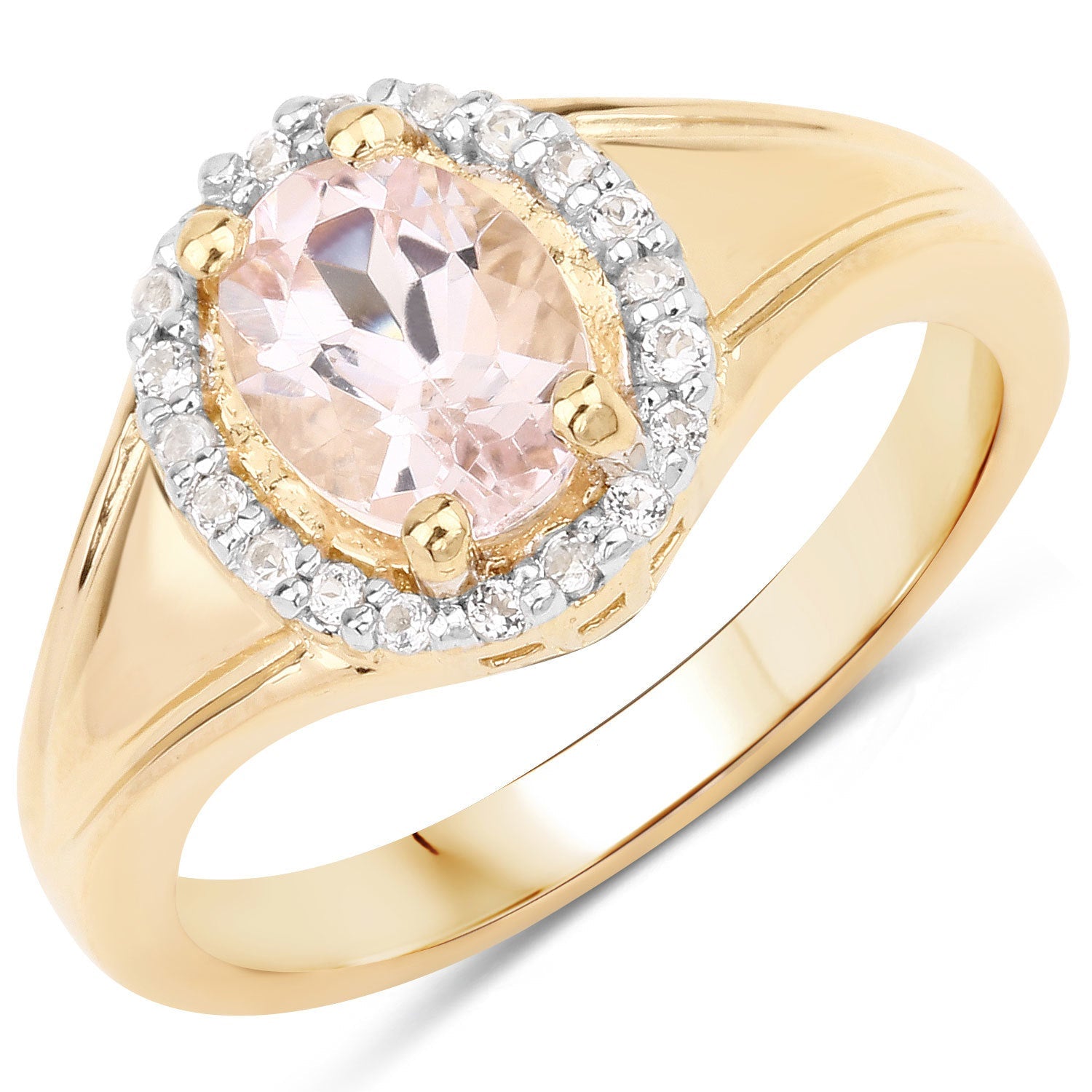 1.30 Carat Genuine Morganite and White Topaz .925 Sterling Silver Ring by Bids.com