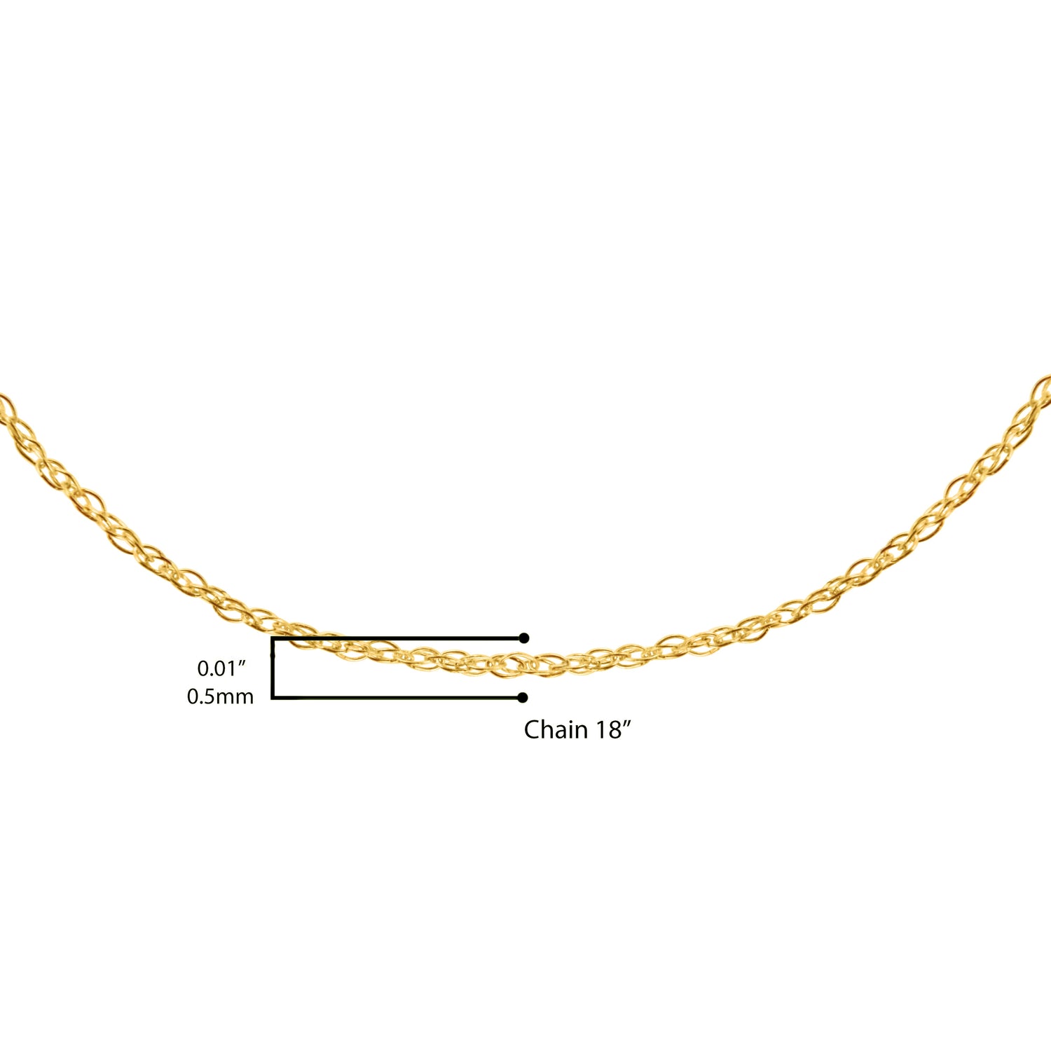 Solid 10K Yellow Gold 0.5mm Slim and Dainty Unisex 18" Rope Chain Necklace by Bids.com