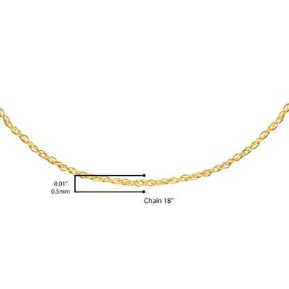 Solid 10K Yellow Gold 0.5mm Slim and Dainty Unisex 18" Rope Chain Necklace by Bids.com