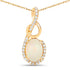 0.56 Carat Genuine Ethiopian Opal and White Diamond 14K Yellow Gold Pendant  DestGlow
