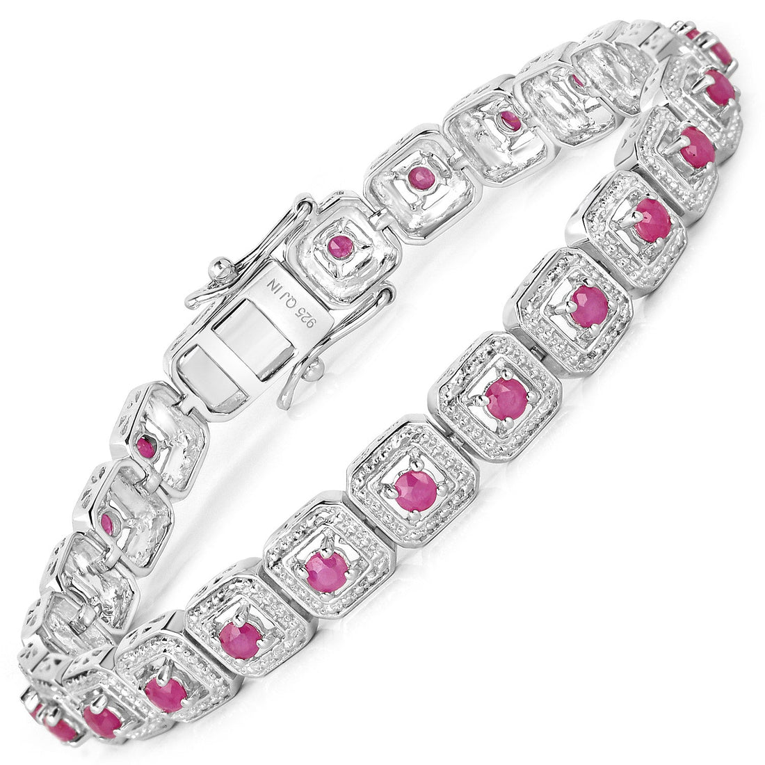 3.12 Carat Genuine Johnson Ruby .925 Sterling Silver Bracelet by Bids.com