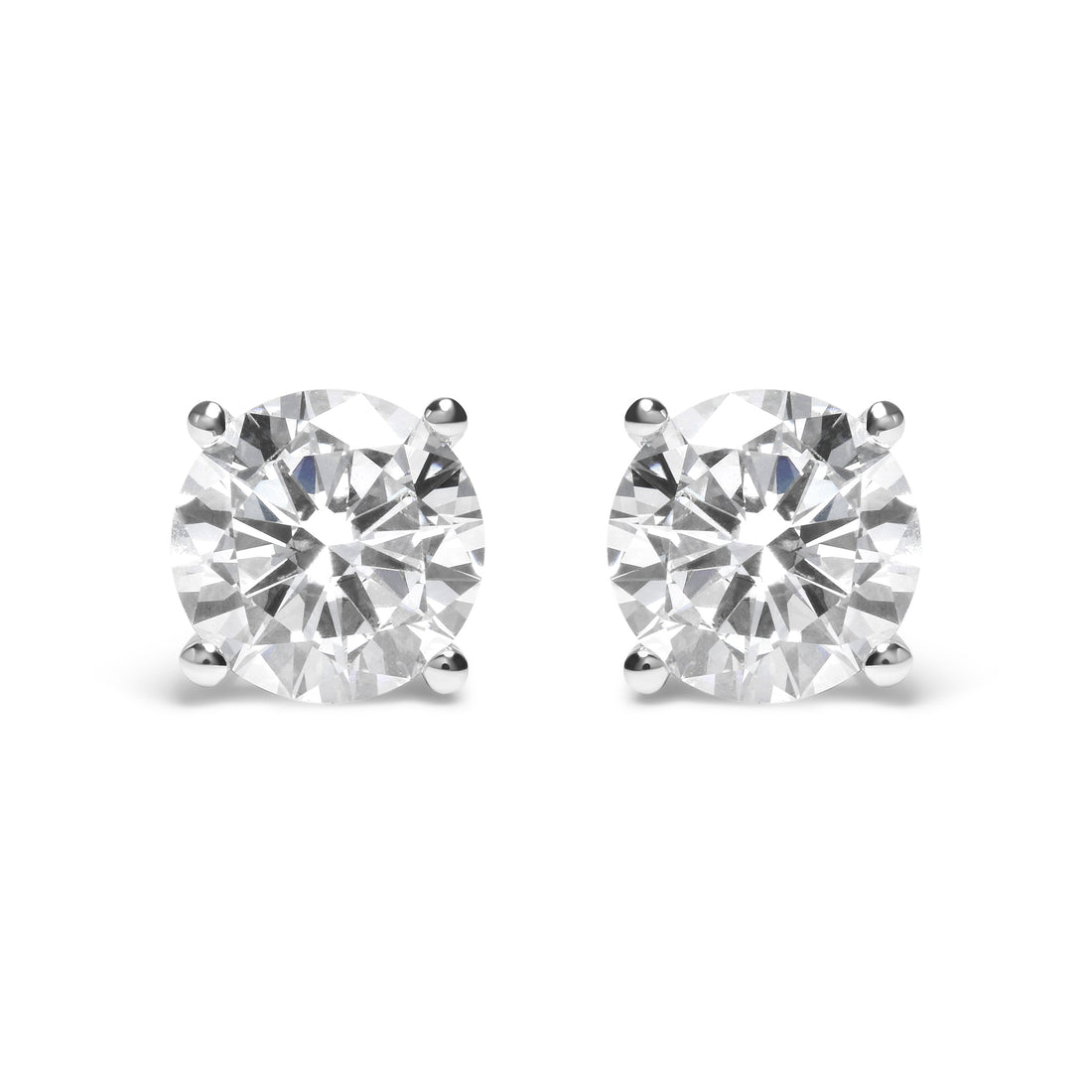 IGI Certified 14K White Gold 5.00 Cttw Round Brilliant-Cut Lab Grown Diamond Classic 4-Prong Stud Earrings with Screw Backs (F-G Color, SI1 Clarity) by Bids.com