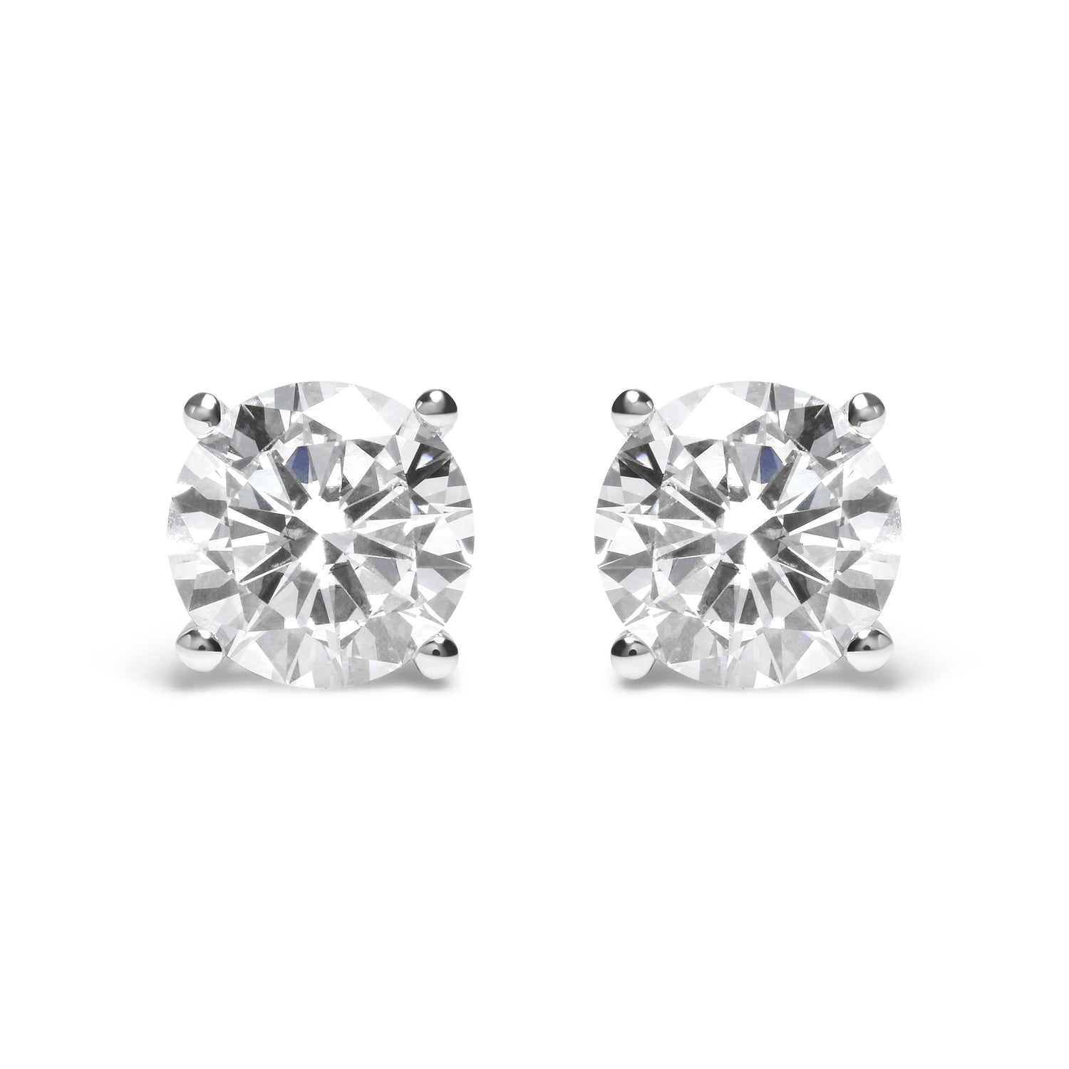 IGI Certified 14K White Gold 5.00 Cttw Round Brilliant-Cut Lab Grown Diamond Classic 4-Prong Stud Earrings with Screw Backs (F-G Color, SI1 Clarity) by Bids.com
