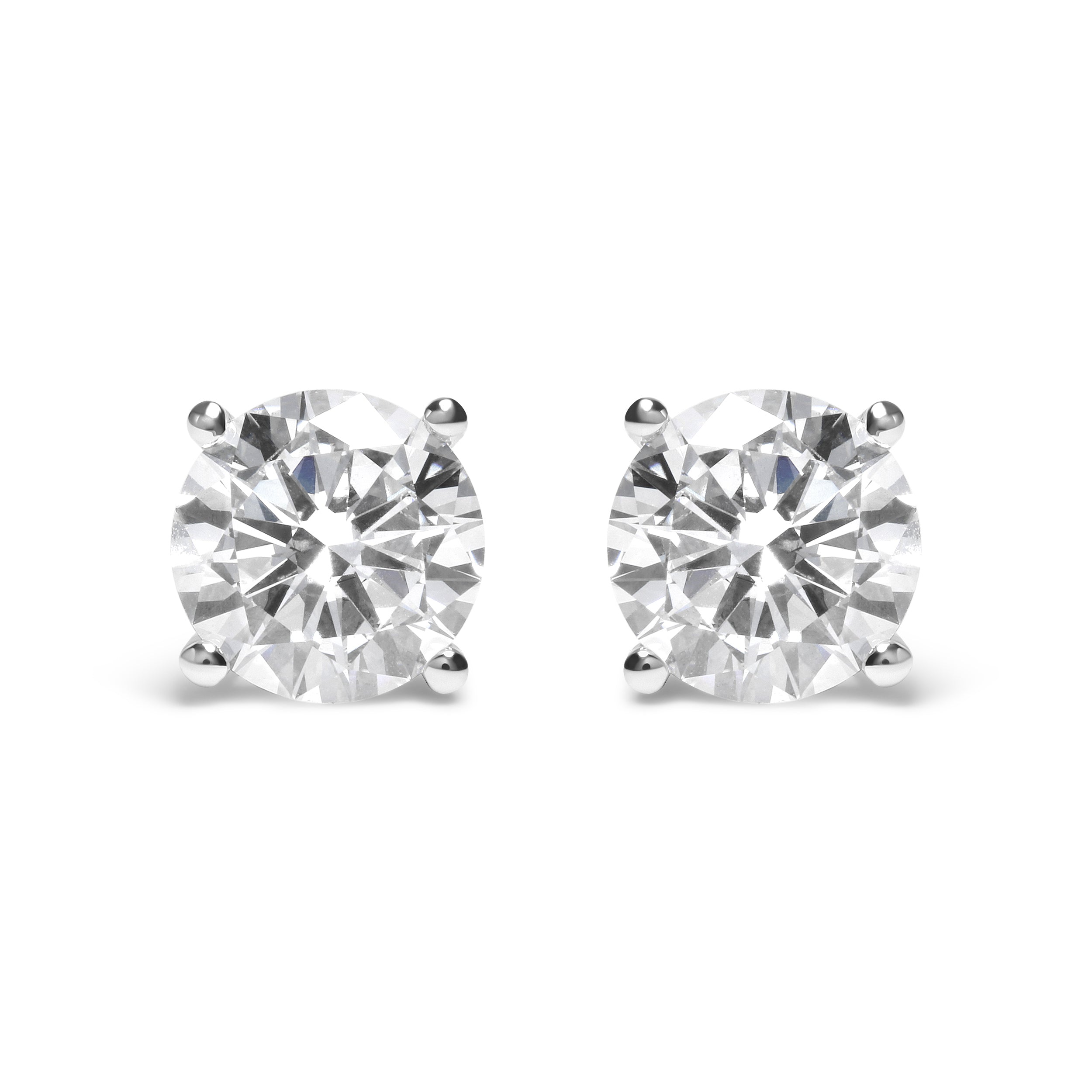 IGI Certified 14K White Gold 5.00 Cttw Round Brilliant-Cut Lab Grown Diamond Classic 4-Prong Stud Earrings with Screw Backs (F-G Color, SI1 Clarity) by Bids.com
