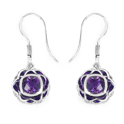 1.50 Carat Genuine Amethyst .925 Sterling Silver Earrings  DestGlow