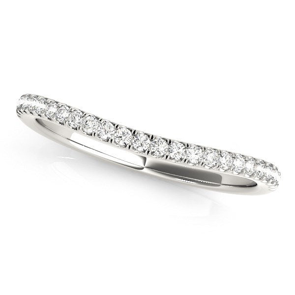 14k White Gold Pave Setting Style Curved Wedding Band (1/10 cttw) by Bids.com