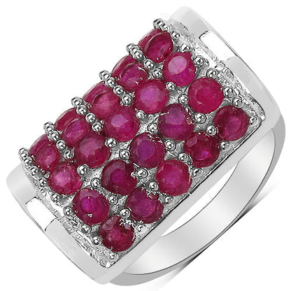 3.01 Carat Genuine Ruby &amp; White Diamond .925 Sterling Silver Ring by Bids.com