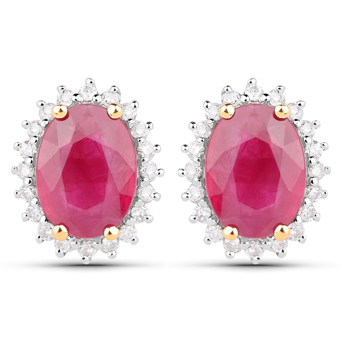 3.14 Carat Genuine Ruby and White Diamond 14K Yellow Gold Earrings by Bids.com