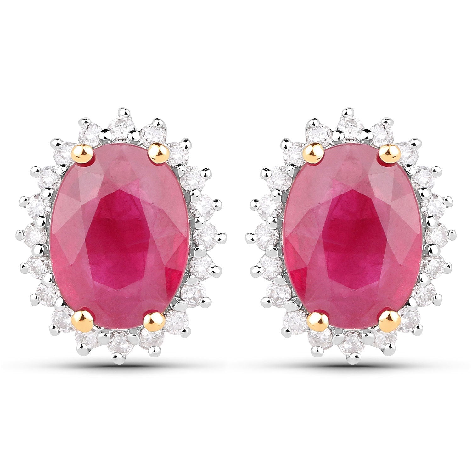 3.14 Carat Genuine Ruby and White Diamond 14K Yellow Gold Earrings by Bids.com