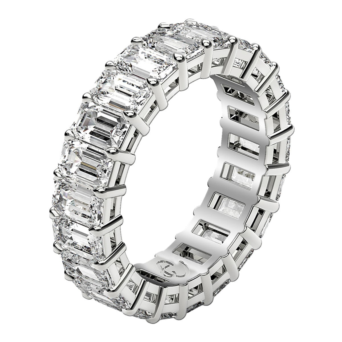 Emerald Cut Lab Grown Diamond Eternity Ring in 14k White Gold (4 cttw FG/VS2) by Bids.com
