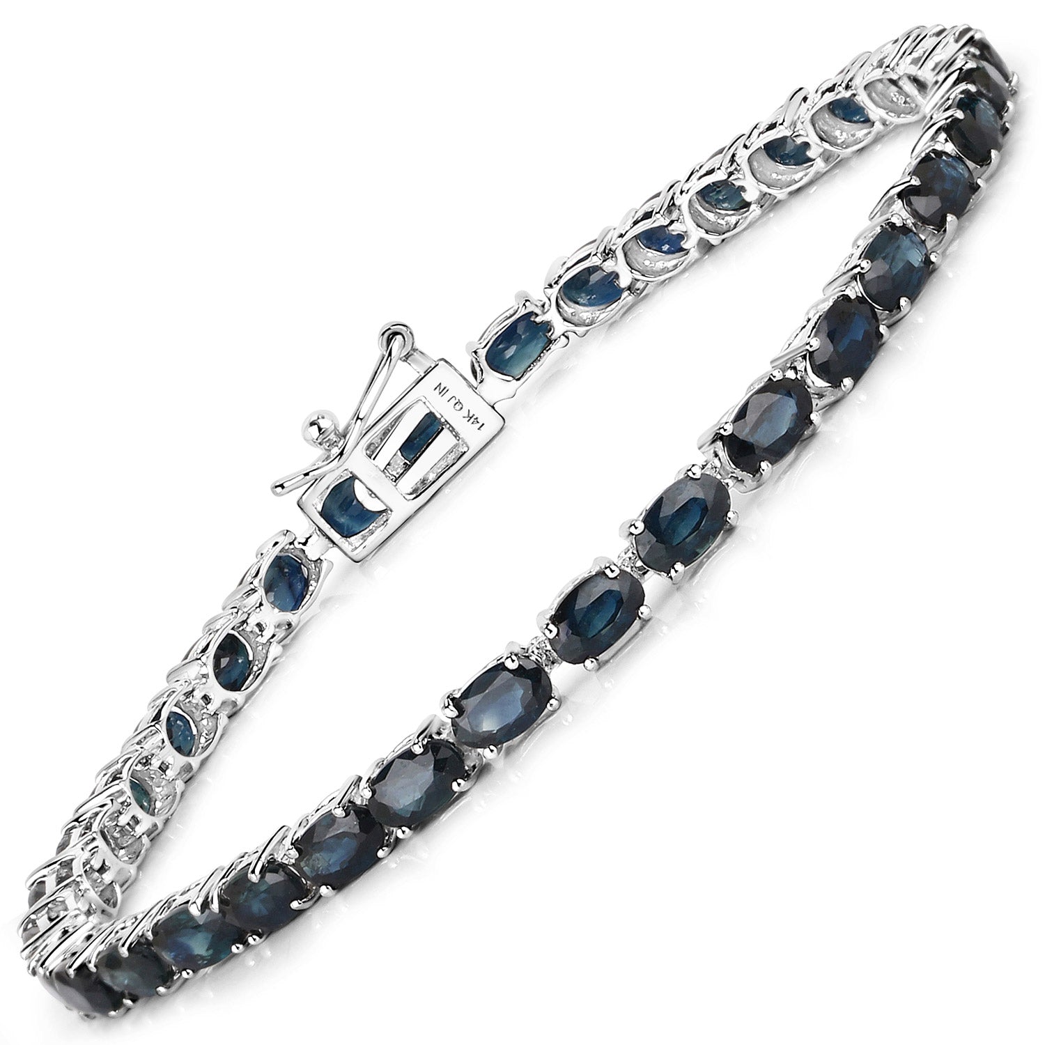 7.48 Carat Genuine Blue Sapphire 14K White Gold Bracelet  DestGlow