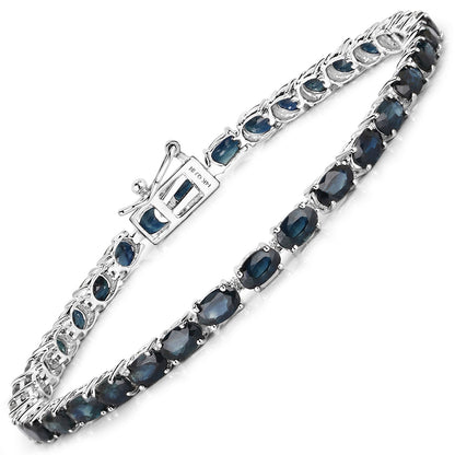 7.48 Carat Genuine Blue Sapphire 14K White Gold Bracelet  DestGlow