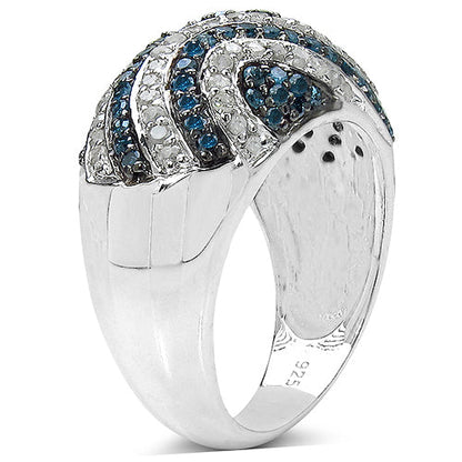 1.34 Carat Genuine Blue Diamond &amp; White Diamond .925 Sterling Silver Ring by Bids.com
