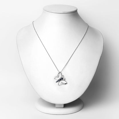 0.56 Carat Genuine Blue Sapphire and White Zircon .925 Sterling Silver Necklace  DestGlow