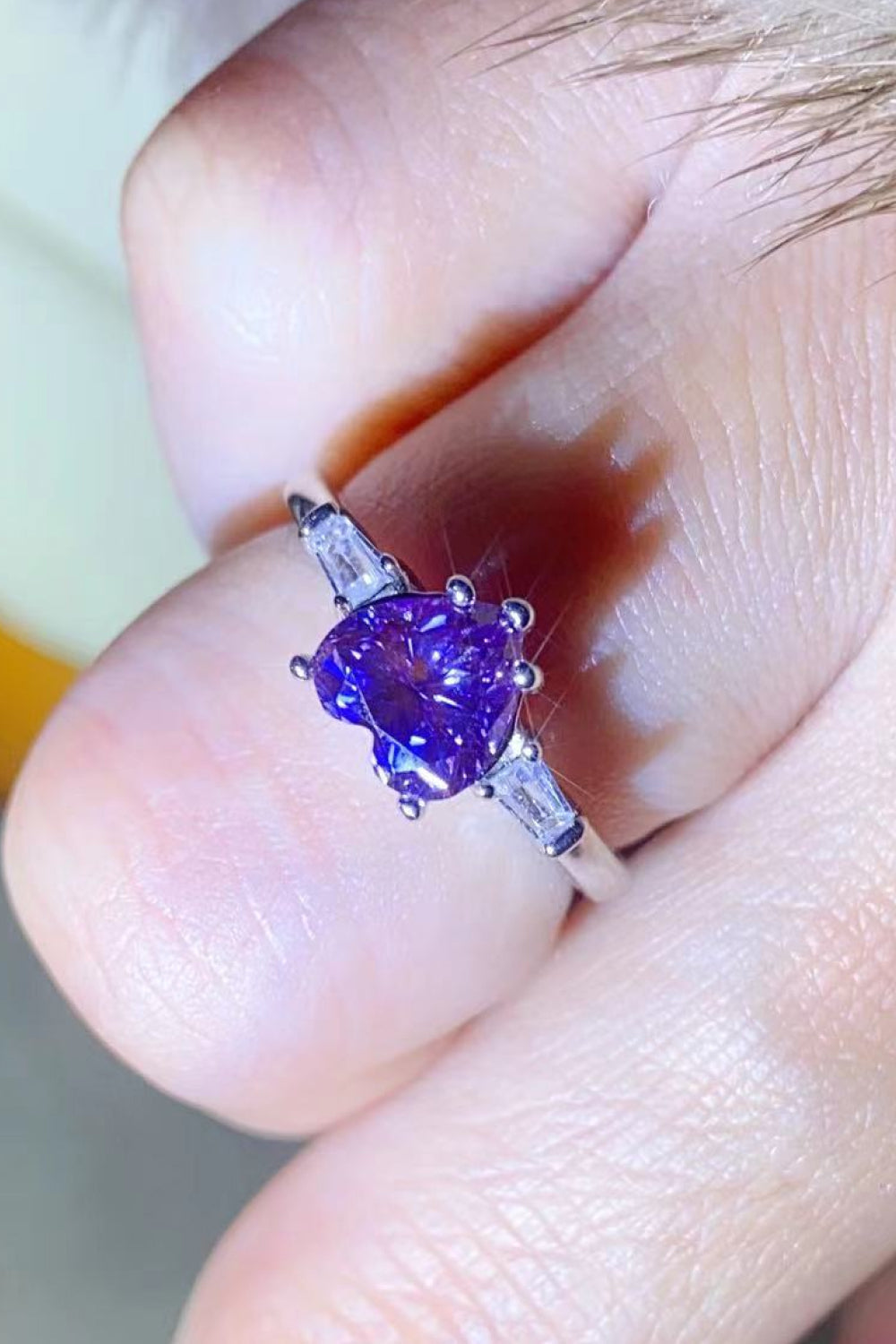 1 Carat Purple Sparkala™ Heart-Shaped Platinum-Plated Ring in Purple by Sparkala