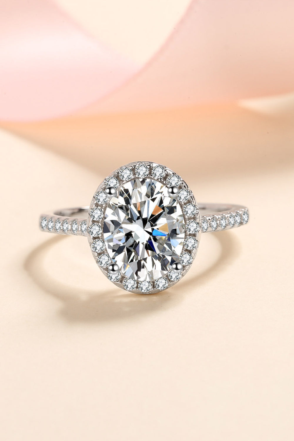2 Carat Oval-Cut Sparkala™ 925 Sterling Silver Halo Ring by Sparkala
