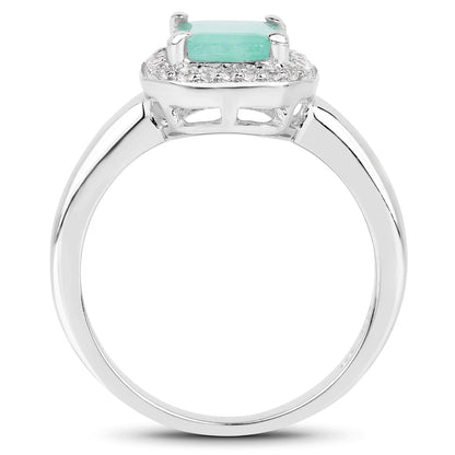 1.73 Carat Genuine Emerald &amp; White Topaz .925 Sterling Silver Ring by Bids.com