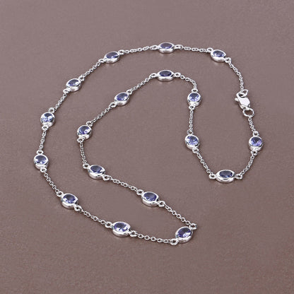 5.94 Carat Genuine Tanzanite .925 Sterling Silver Necklace  DestGlow